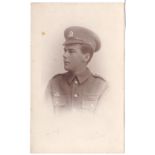 Norfolk Regiment WWI Soldier fine H&S Photographic card, impressed Yallop Studio, Gt Yarmouth