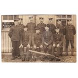 Royal Marine Light Infantry, a very fine RP - Section photo with machine-gun. Sign on the hut