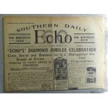 Southern Daily Echo - 60th Birthday Issue Wednesday 9th 1948-headlines Diamond Jubilee Celebration