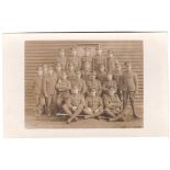 Machine Gun Corps WWI Fine RP Section of 21 outside a barrack hut