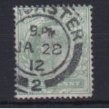 Great Britain 1911 - 1/2d dull-green, perf 15x14, (SG279) fine used.