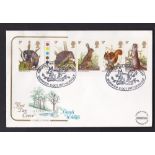 Great Britain - 1977 (5 Oct) Wildlife traffic light gutter pair on Cotswold cover FDC, l/a.