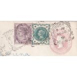 1901 - 'Penny Pink' Stationery Envelope -used Norwood + Rome with 1d,lilac,1887 1/2d,green Jubilee