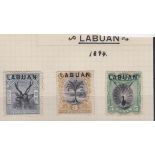Labuan 1894 Overprinted North Borneo definitive's S.G. 63-65a m/mint. Cat value £62