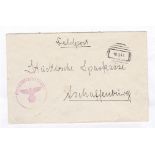 Germany 1941 Feld Post cover to Scmaffenburg, fine hand stamp in Carmine Pink