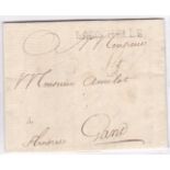 France 1747 EL La Rochelle 43 x 5mm, M/S 14 to Gand, Fine.