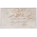 Great Britain - Hertfordshire - 1842 Entire 'Red Paid', London-Biggleswade, Red Paid-Biggleswade CDs