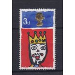 Great Britain Errors and Varieties 1966 Christmas 3d Error - Queen's Head Major Shift to Centre.