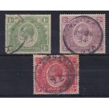 Kenya and Uganda 1922-1927 1/-, 2/- and 5/- S.G. 87-88, 92 used. Cat £40+