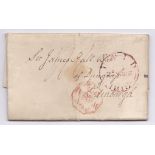 London to Edinburgh (Nov 1818)-paid 6d in black script 1/1 in red which was correct 1818.