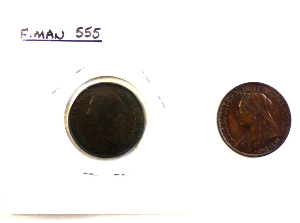 Great Britain 1885 Farthing Freeman 555, Dot After Date, F, and a 1901 Farthing, UNC, Choice - Image 2 of 3