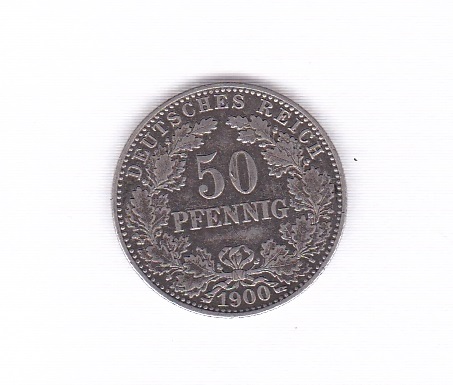 Germany 1900J 50 Pfennig, KM 15, NEF. Rare - Image 2 of 2