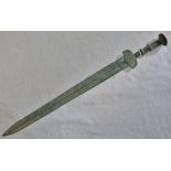 Chinese Ancient Bronze Sword, Circa 200BC with an excellent patina and Chinese script up the blade.