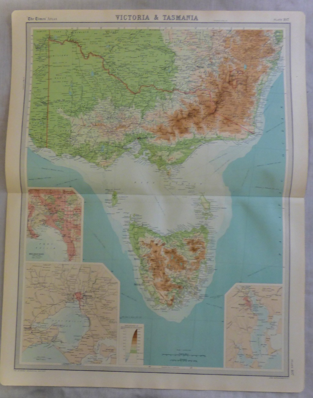 Victoria and Tasmania Plate 107 The Times Survey Atlas of the World prepared by Edinburgh