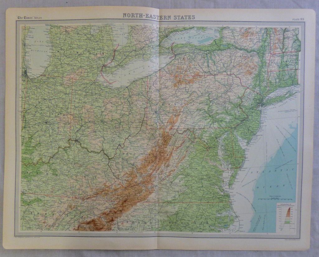 North Eastern States Plate 93 The Times Survey Atlas of the World prepared by Edinburgh Geographical