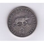 Germany 1861A Anhalt-Bernburg Thaler KM 88, Crowned Bear, AEF