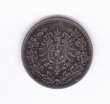 Germany 1877A 50 Pfennig, KM6, EF