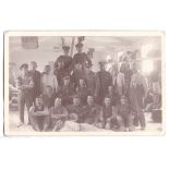 Royal Engineers WWI-RP postcard-group in a barracks room-banjo player indicates some entertainment