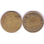 Great Britain Token-5 shillings, Copper, Lelu + Morris, Billingsgate, GVF