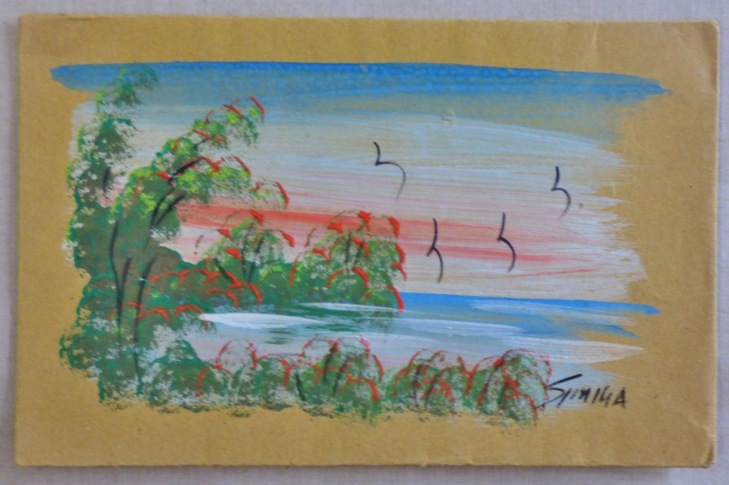 (2) Oil Paintings on card-by Simiga of Japanese scenes, well done.
