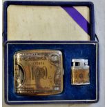 Boxed Cigarette Case and lighter with 100 dollar bill printed on both