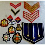 British Rank chevrons and trade/ Blazer patches (13) including Coldstream Guards, Army Service
