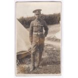 Royal Army Medical Corps WWI-RP postcard portrait with clear insignia, m/s pre Gomm on the back