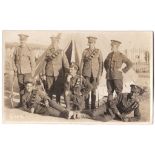 WWI-Fine RP card of crew by the tent one with shovel-(not the officer!) great card