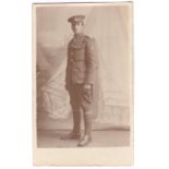 North Staffordshire Regiment WWI - a sergeant in full length photographic postcard, clear
