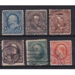U.S.A. 1894 used selection of 6 stamps noted, SG 262 50c, cat value £209