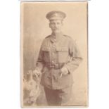 Suffolk Regiment WWI RP Portrait card, with swagger stick