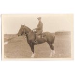 Leicestershire Regiment WWI-RP postcard - Private on heavy horse fine card