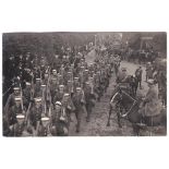 Norfolk-Heacham 1912-Photographic postcard-large column of troops and horse drawn vehicles passing