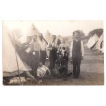Norfolk Regiment WWI-TA Band on a tea break at camp,