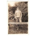 Northampshire Regiment WWI-Soldier, stands in the garden, fine card