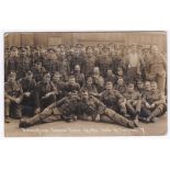 Royal Artillery WWI-Dinnertime Gooden Camp 14/10/16-photo Capman-Five RP postcard-large group