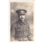 Queens West Surrey Regiment WWI-fine RP of menstruated soldier - very clear cap badge, photo Chemy +