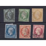 France 1853 definitive's S.G. 42, 45, 50, 51, 64 and 70 fine used. Cat value £500+