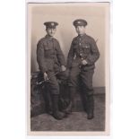 Norfolk Regiment WWI-Two soldier's with swagger sticks-fine photo card