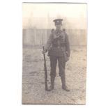 Essex Regiment WWI-Soldier in full tut with rifle, fine RP postcard