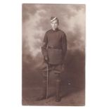 Royal Flying Corps WWI-early full length portrait photographic postcard'Love Tony' on the back