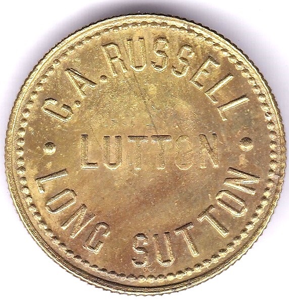 Great Britain Token-Brass 1.1/4d token, Cutton, Long Sutton, D.A.Russell,EF - Image 3 of 3