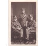 Royal Engineers WWI-classed RP postcard of three young soldiers one an orderly-all immaculately
