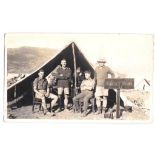 India 1936 tented signed Orderly Room with staff, signed Khanpur, 1936 postcard size photo