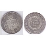 Brazil 1861-1000 Reis,EF