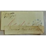 Great Britain Postal History 1820-format Bowness to Kendal with scarce Bowness/penny post***and
