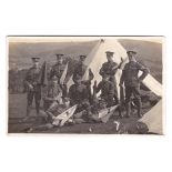 Gloucestershire Regiment WWI - Fine RP Signals section with flags outside camp tents. Photo Vimer,