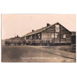 Y.M.C.A WWI- RP large military group outside Y.M.C.A Victoria Hut, Biscot Camp,Luton used postcard
