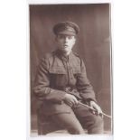 Kings Royal Rifle Corps WWI RP - a soldier seated - clear cap badge