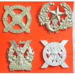 Scottish Cap Badges (4) Including:- The Highland Regiment, Tyneside Scottish, The Cameronians (